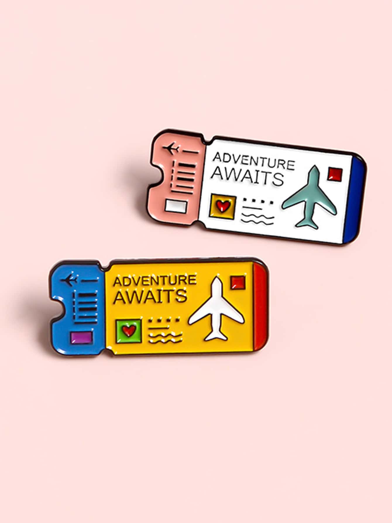 2 chiếc Drip Oil Grilled Lacquer Fibula, Heart Cup Outdoor Adventure Air Ticket, Needle Needle Pins Bag Accessories - Màu vàng - Xem 1