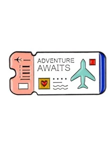 2 chiếc Drip Oil Grilled Lacquer Fibula, Heart Cup Outdoor Adventure Air Ticket, Needle Needle Pins Bag Accessories - Màu vàng - Xem 2