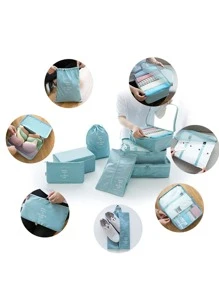 旅行收納袋7件套裝,便攜行李分類袋,旅行衣物和衣物分類袋,旅行內衣收納袋 - 藍色 - 查看 4