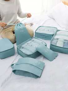 旅行收納袋7件套裝,便攜行李分類袋,旅行衣物和衣物分類袋,旅行內衣收納袋 - 藍色 - 查看 3