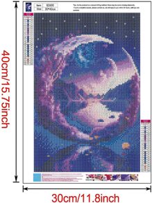 成年人DIY5D水鑽繪畫成套工具,水晶月亮鑽石藝術,全鑽石水晶刺繡工藝成套工具,家庭牆面裝飾禮品 - 紫色 - 查看 2