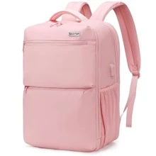 MAXTOP Travel Backpack for Women Carry On Backpack with USB Charging Port Water-Resistant Flight Approved College Backpacks Casual Daypack Bookbag Fit 15.6-Inch Laptop Pink - 粉色 - 查看 2