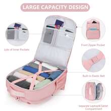 MAXTOP Travel Backpack for Women Carry On Backpack with USB Charging Port Water-Resistant Flight Approved College Backpacks Casual Daypack Bookbag Fit 15.6-Inch Laptop Pink - 粉色 - 查看 3