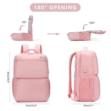 MAXTOP Travel Backpack for Women Carry On Backpack with USB Charging Port Water-Resistant Flight Approved College Backpacks Casual Daypack Bookbag Fit 15.6-Inch Laptop Pink - 粉色 - 查看 7