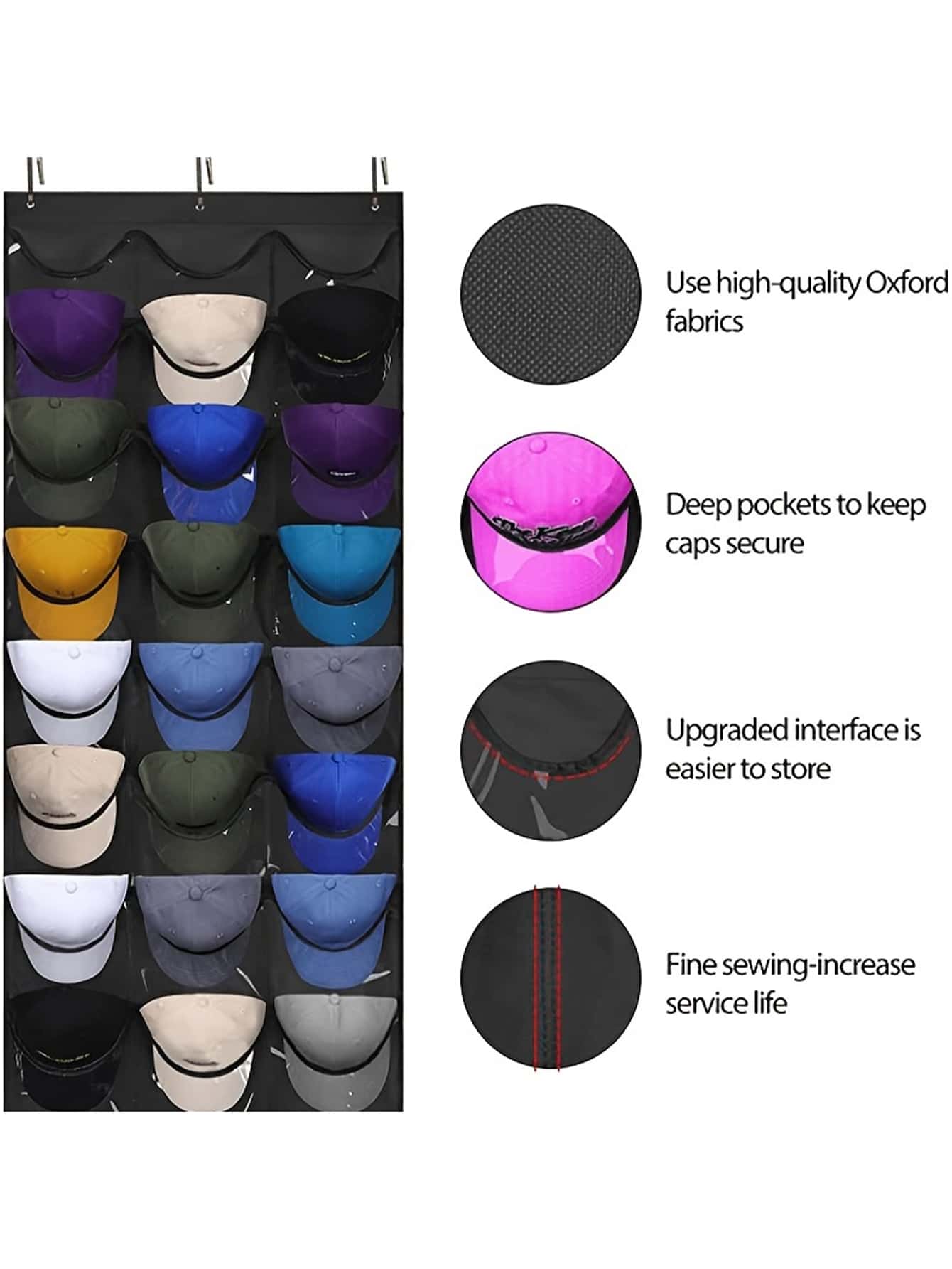 1pc Hanging Hat Organizer, Wall Mounted Hat Storage Bag, Hat Racks For