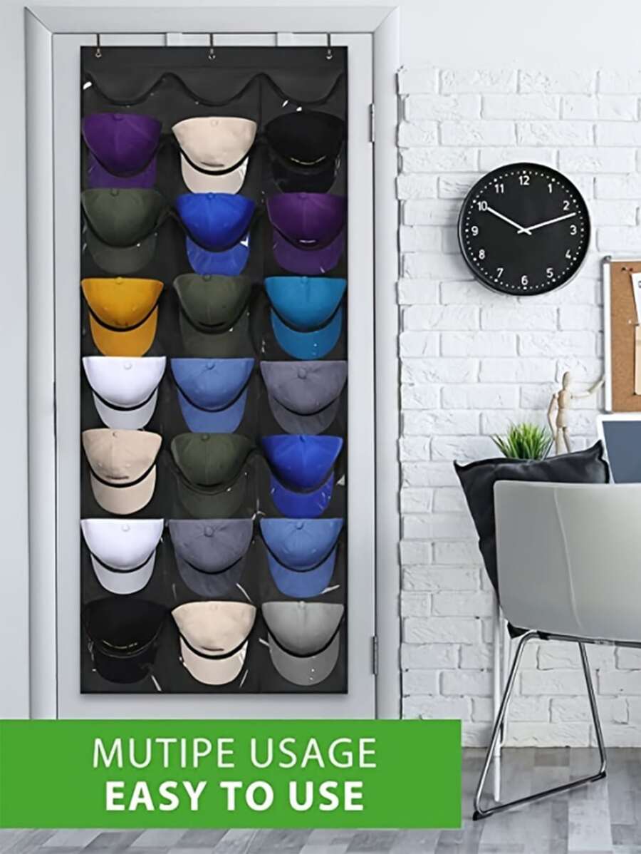 1pc Hanging Hat Organizer, Wall Mounted Hat Storage Bag, Hat Racks For