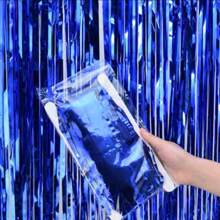 1 Pieza Cortinas papel metalico decoracion fiesta - azul real - Ver 1