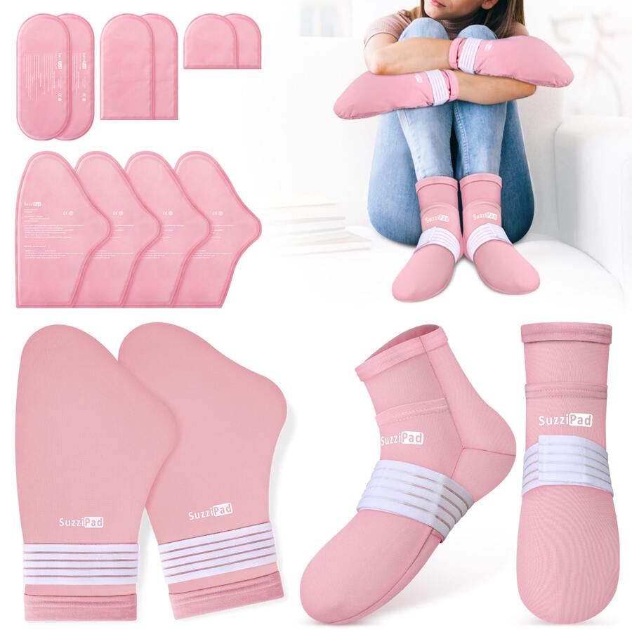 SuzziPad Cold Therapy Socks & Cold Gloves For Chemotherapy Neuropathy, Chemotherapy Must Haves For Women, Ideal For Chemo Neuropathy Relief, Plantar Fasciitis, Hand Pain Relief, S/M - Pink - View 1