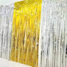 1 Pieza Cortinas papel metalico decoracion fiesta - azul real - Ver 2