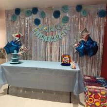 1 Pieza Cortinas papel metalico decoracion fiesta - azul real - Ver 4