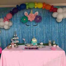 1 Pieza Cortinas papel metalico decoracion fiesta - azul real - Ver 5