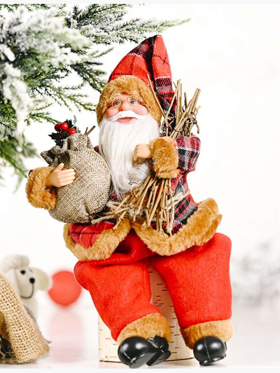 1pc Santa Claus Sitting Figure - Multicolor - View 1