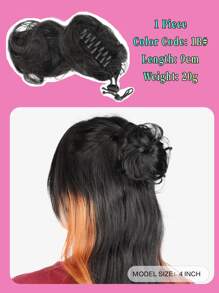 1 cái Đen Sợi tổng hợp Cái vuốt Chignon Tóc Nơ Nhỏ bé Tóc búi Donut Lộn xộn Dây buộc tóc Quần quanh Phần mở rộng tóc đuôi ngựa Đối với phụ nữ - màu đen - Xem 2