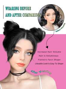 1 cái Đen Sợi tổng hợp Cái vuốt Chignon Tóc Nơ Nhỏ bé Tóc búi Donut Lộn xộn Dây buộc tóc Quần quanh Phần mở rộng tóc đuôi ngựa Đối với phụ nữ - màu đen - Xem 6