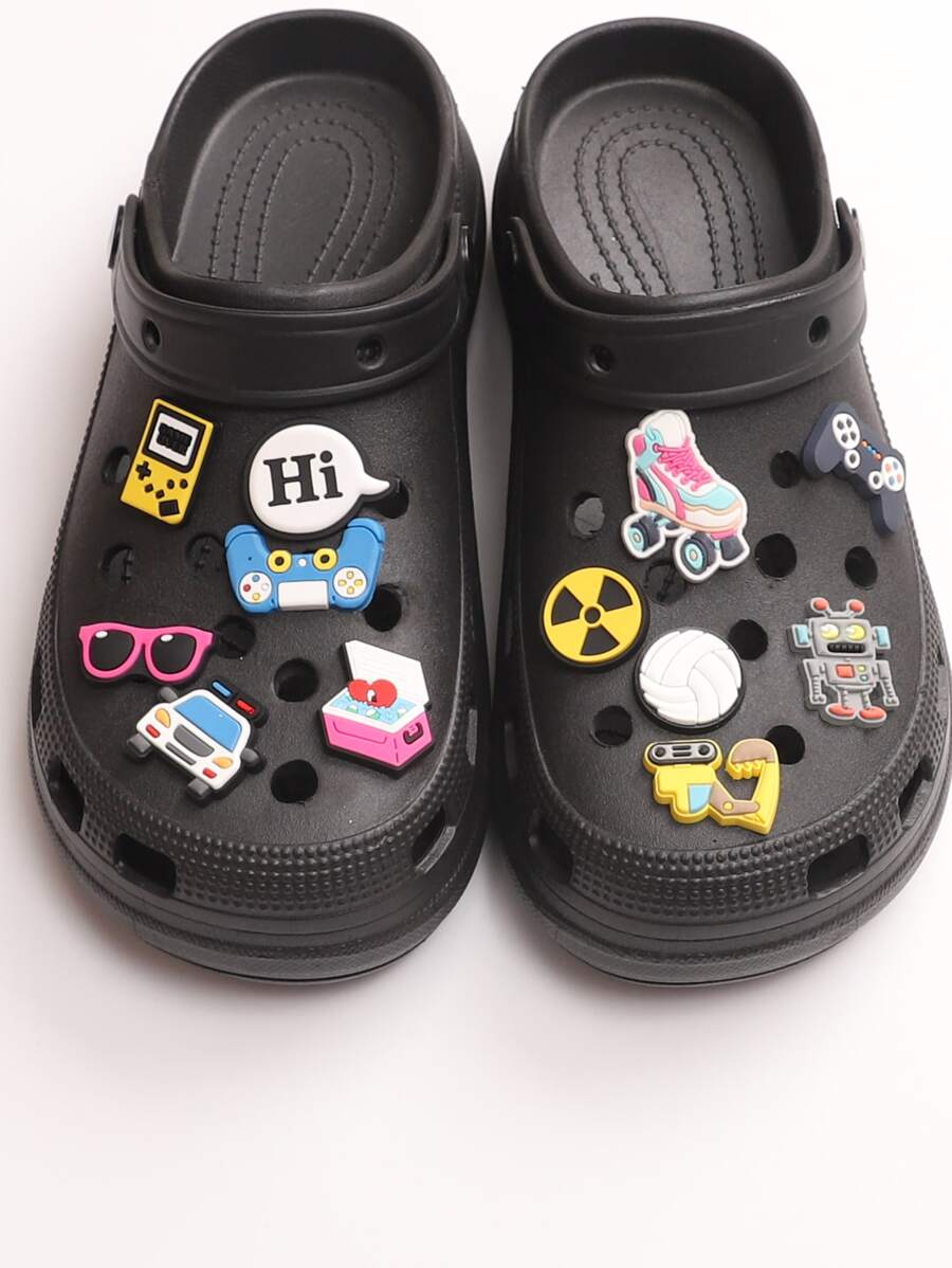 12入組遊戲卡通DIY鞋,新風格眼鏡和機器人溜冰鞋,學生畢業和夏天節日禮物