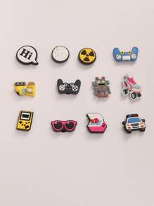 12入組遊戲卡通DIY鞋,新風格眼鏡和機器人溜冰鞋,學生畢業和夏天節日禮物