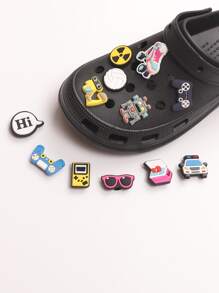 12入組遊戲卡通DIY鞋,新風格眼鏡和機器人溜冰鞋,學生畢業和夏天節日禮物