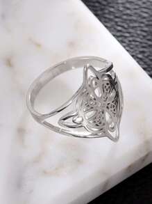 1pc Stainless Steel Geometric Irish Knot Design Ring, Personalized Elegant Jewelry For Banquet - Silver - View 4