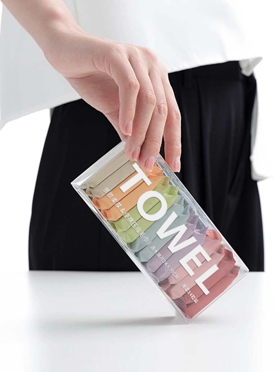 A Pack Of 14 Pieces Compressed Disposable Washcloths Travel Portable