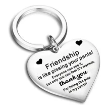 1pc To Friendship Heart Keychain Friends Gift - Silver - View 5