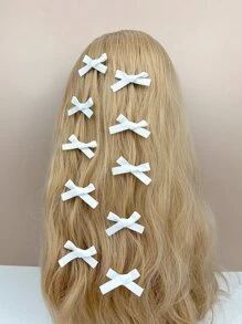 10pcs Women Bow Decor Cute Alligator Hair Clip For Hair Decoration Valentine's Day Valentines