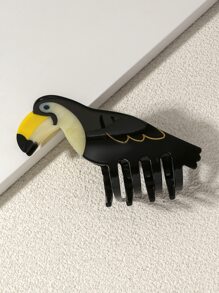 1入組可愛黑色大巨嘴鳥爪夾醋酸纖維素小鳥髮夾女式強力大爪夾