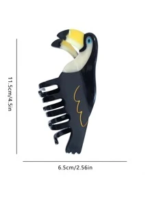 1入組可愛黑色大巨嘴鳥爪夾醋酸纖維素小鳥髮夾女式強力大爪夾