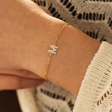 Vòng tay nữ thời trang đính đá Zirconia A-Z Vòng tay chữ O bằng thép không gỉ cổ điển dành cho nữ Quà tặng trang sức 1 chiếc - thư - Xem 1