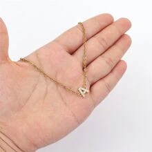 Vòng tay nữ thời trang đính đá Zirconia A-Z Vòng tay chữ O bằng thép không gỉ cổ điển dành cho nữ Quà tặng trang sức 1 chiếc - thư - Xem 4