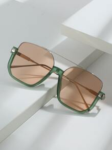 1pair Oversized & Retro Fashion Glasses For Women Beach Accessories For Women Glasses Shades Basics Fall Winter Women Outfits Clothes Business Casual Gifts For Summer Beach Vacation,Outdoor,Travel - xanh quân đội - Xem 2