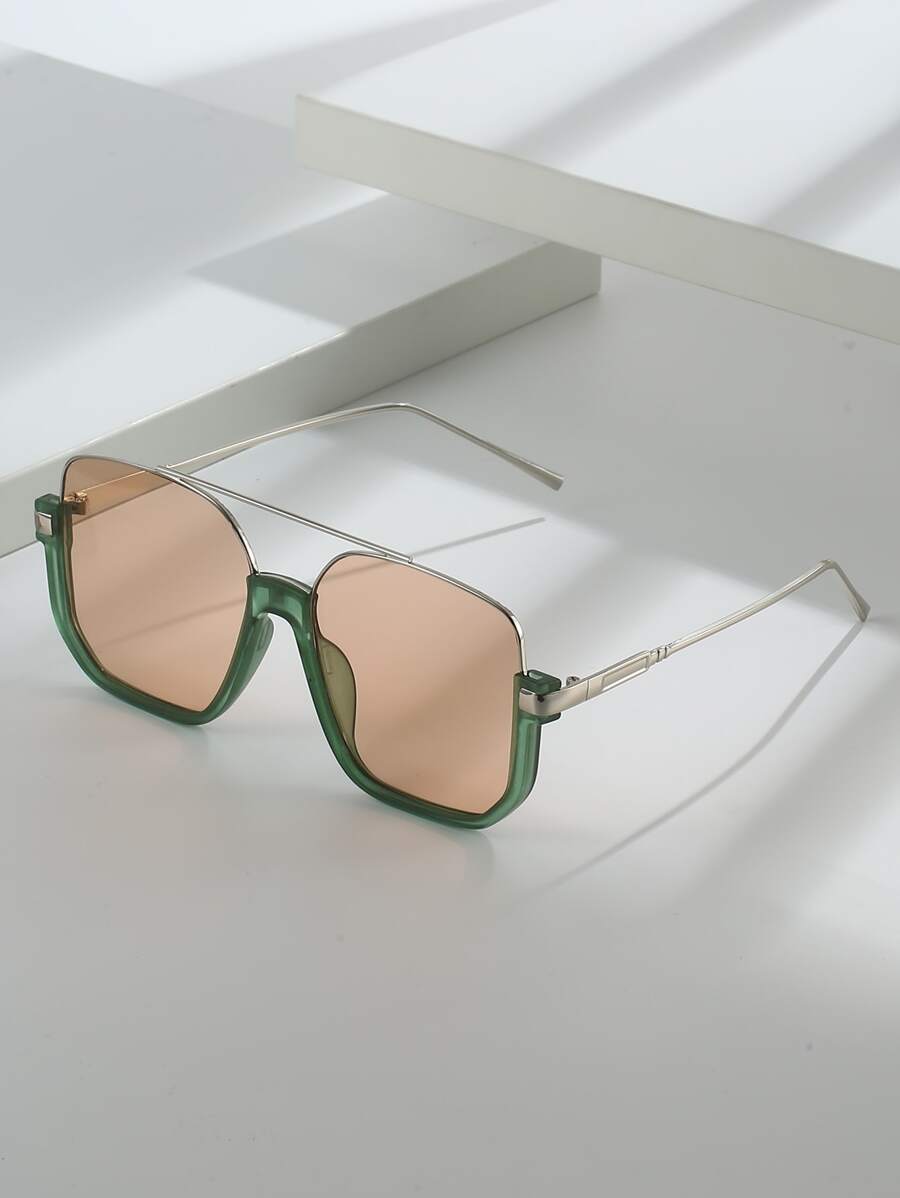 1pair Oversized & Retro Fashion Glasses For Women Beach Accessories For Women Glasses Shades Basics Fall Winter Women Outfits Clothes Business Casual Gifts For Summer Beach Vacation,Outdoor,Travel - xanh quân đội - Xem 1