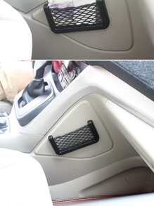 Car Organizer Mesh Storage Bag Net Pocket Mobile Phone Holder Auto Accessories Multi Function Car Storage Net Pocket - Black - View 3