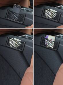 Car Organizer Mesh Storage Bag Net Pocket Mobile Phone Holder Auto Accessories Multi Function Car Storage Net Pocket - Black - View 4