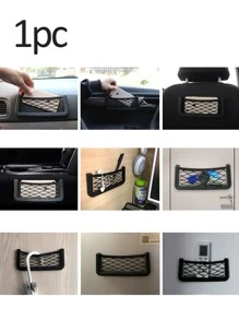 Car Organizer Mesh Storage Bag Net Pocket Mobile Phone Holder Auto Accessories Multi Function Car Storage Net Pocket - Black - View 2