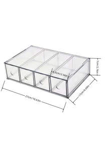 1入組透明4抽屜化妝收納盒，可堆疊儲物容器 - 無色 - 查看 2