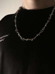 1入組嘻哈龐克金屬鉚釘項鍊適合男人及女人