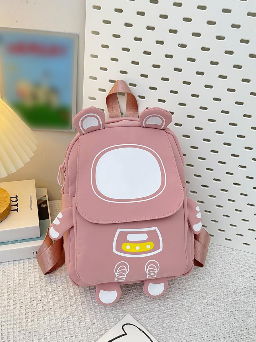 Niños Mochila clásica con dibujos animados de robot con estampado dulce - Rosa - Ver 1