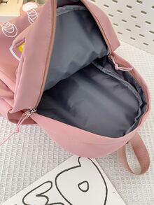 Niños Mochila clásica con dibujos animados de robot con estampado dulce - Rosa - Ver 4