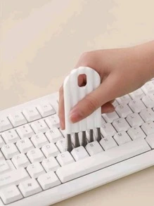 Bàn phím đa chức năng di động & Bàn chải nắp cốc có thân uốn cong để làm sạch các rãnh và khoảng trống - trắng - Xem 2