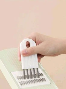 Bàn phím đa chức năng di động & Bàn chải nắp cốc có thân uốn cong để làm sạch các rãnh và khoảng trống - trắng - Xem 5