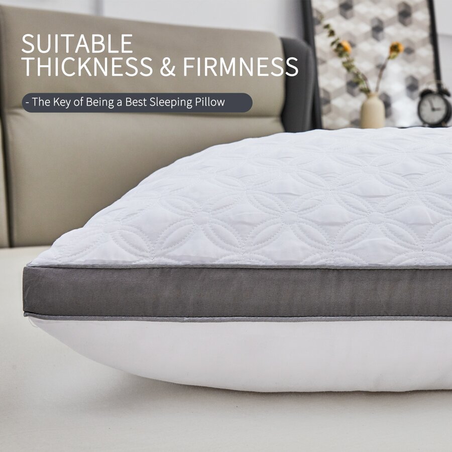 Premium Quilted Bed Pillows for Sleeping, Set of 2 Standard Size