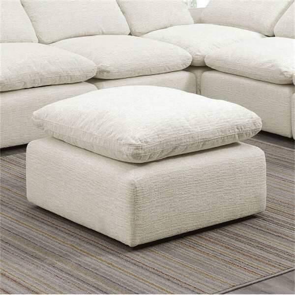 Cream Color 1pc Ottoman Plush Featherblend Cushions Chenille Fabric Living Room Ottoman SHEIN USA