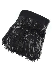 Wha372 Phong cách mới, Lá trang trí nhiều màu & Tua rua & Rìa & Ren Biểu diễn sân khấu & Chất liệu phụ kiện trang trí rèm, Hoa DIY Còn hàng /chiều rộng: 20cm - màu đen - Xem 1