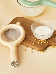 1 pieza PP Filtro de leche de soja , con dibujos animados con diseño de oreja de malla Colador con asa para cocina - verde menta - Ver 4