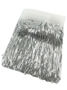 新品到貨彩色樹葉形狀閃閃發光亮片流蘇流蘇&蕾絲邊適用於服飾,窗簾裝飾用品,手工製作,在:20cm - 銀色 - 查看 1