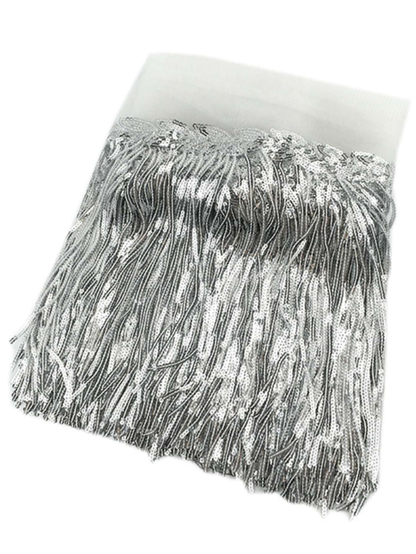 Wha372 Mới Xuất Hiện Nhiều Màu Hình Chiếc Lá Lấp Lánh Tua Rua Tua Rua & Viền Ren Cho Trang Phục Sân Khấu, Trang Trí Rèm Cửa, Đồ Thủ Công DIY, Còn Hàng/chiều rộng: 20cm - Bạc - Xem 1