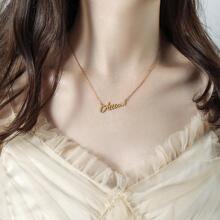 不銹鋼英語姓名字母項鍊合適的適用於日常穿著 - 金黃色 - 查看 2