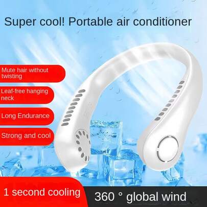Portable Neck Fan, 3-Speed Long Lasting Bladeless Fan, USB Rechargeable Wearable Personal Fan For Travel, Home, Hiking, Shopping