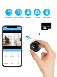 A9迷你攝像機高清2.4g Wifi網絡攝像機帶夜視、智能家居安全、移動遠程查看、運動檢測警報推送和嬰兒監視器功能 - 黑色 - 查看 1