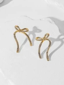 Andkiss 1 par de pendientes decorados con lazo y strass para el Día de San Valentín